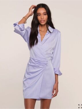 NWT Heartloom Blue Pinstripe Wrap-Front Mini Dress